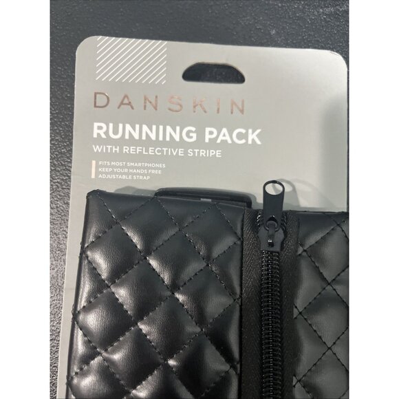 Danskin Running Waist Pack Black Quilted Reflective Stripe Belt Bag Crossbody - Picture 2 of 4